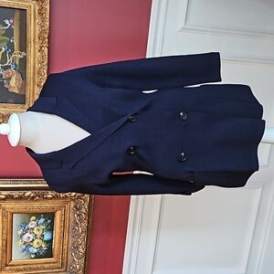 Ann Taylor Knit Double Breasted Coatigan Blazer Navy Blue Size Small